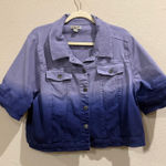 One World Ombre Denim Cropped Jacket Purple Blue Short Sleeve Women's 2X Photo 0