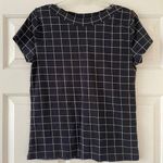 Ann Taylor L  Navy and White Check Top Photo 0