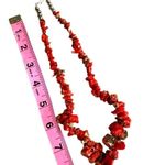 Italian Red Coral Nugget Necklace with Sterling Clasp Photo 7