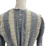 Sundance  Embroidered Crochet Lace Boho Feminine Top Blouse Blue White size Small Photo 6