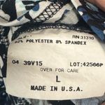 Y2K I.N Studio Floral Wrap Blouse Top L Blue Black Officecore Retro Workwear USA Size L Photo 8