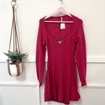 Free People NWT Small World Mini Dress Red Long Sleeve Size L Photo 2