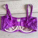 Betsey Johnson Purple Floral Lace Underwire Bandeau Convertible Bra Size 36C Photo 3