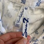 7 For All Mankind  Floral Tie-Front Button Down Shirt Womens Size M Blue‎ White Photo 1