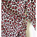 Robert Rodriguez Leopard Lena Wrap Dress White Black Red Long Sleeve Tie Ruffle Photo 6