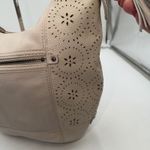 The Sak  Perforated Leather Hobo Shoulder Bag Cream Tassel Zip Pockets Photo 6