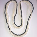 Lot of 3 White Off White & Black Beaded Boho Necklaces Photo 1