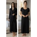 Macy's State of Day Macy’s 2pc Sleepwear Modal Bundle M Black Long Gown & Robe New Photo 9