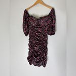 For Love & Lemons  Melrose Ruched Puff Sleeve‎ Mini Dress Satin Multicolor Size M Photo 2