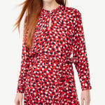 Free Assembly Long Sleeve Tiered Belted Mini Dress with Pockets Size Small Red Photo 0