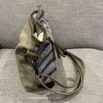 Myra Bag Messenger Cotton Leather Green Brown Blue Pockets Hand Bag Purse Photo 4