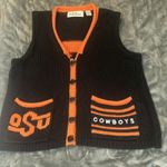 VTG BellePointe OSU Cowboys Sweater Vest Large Black Orange Knit Ramie Cotton Photo 0