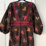 Farm Rio Anthropologie x Jumpsuit M NWT Deep-V Hearts Print Wide-Leg Photo 6