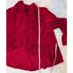 Connected Apparel  Red Crushed Velvet Open Front Cardigan Jacket Photo 5