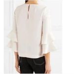 J.Crew Lana Cream Ivory Tiered Bell Ruffle Sleeve Round Neck Crepe Blouse 4 Photo 4