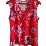 Calvin Klein - Red Floral Blouse | Medium - Flutter Sleeve Photo 0