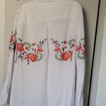 FOR THE REPUBLIC  100% Cotton White Shirt with Floral Embroidery Size L Photo 2