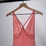 Lace‎ Mesh Halter Babydoll Chemise Slip Peachy Pink Lingerie Size L Photo 7