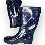Western Chief NWT Womens Simple Dot City Waterproof Tall Rain Boots Navy Size 9 Photo 0