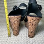 Corkys Elite Black Leather Cork Wedge Sandals Women's Ankle Strap Buckle 9.6 Size 9.5 Photo 3