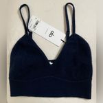 Alo Yoga NWT Cashmere Jet Set Bra Navy Blue Size S Super Soft Deep V Neckline Photo 3