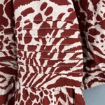 Mango MNG Woman Red Beige Animal Print Cotton Puff Sleeve Mini Dress Size 4 New Photo 2