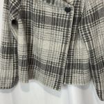 Christian Siriano NY Gray Plaid Wool Blend Cowl Neck One Button Sweater XL White Photo 1