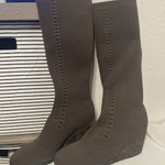 Eileen Fisher Kasana Chocolate Brown Knit Wedge Boots Mesh Stretch VNC 6.5 Photo 0