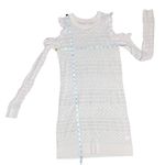 LC Lauren Conrad Women Ruffle Sheer Knit Tunic Sweater Dress Cold Shoulder Small Photo 5