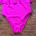 Trina Turk • halter high neck swimsuit one piece orchid flounce fuchsia pink Photo 7