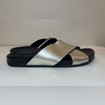 barney's new york Crisscross-Strap Metallic Leather Slide Sandals Size 8.5 Photo 3
