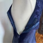 Vintage 90’s Navy Blue Satin Floral Lace Sleeveless Empire Waist Dress Size 8 Photo 7