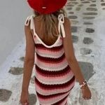 ZARA Blogger Favorite Striped Knit Red Summer Maxi Dress Size M Photo 0