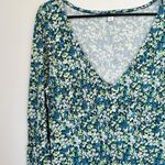 BP NWT Green Floral Knit Long Sleeve V-Neck Sustainable Dress - Size: L Photo 3