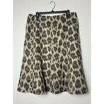 Talbots  Leopard Print A Line Midi Skirt 14 Linen Silk Earthy Flowy Modern Luxury Photo 4