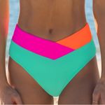 Popvil neon pink orange aqua bright bikini bottoms swimwear NWT size small Photo 0