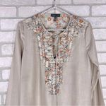 Sachin + Babi for Ankasa Silk Beaded Beige and Floral Print Tunic Top Size XS Photo 2