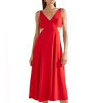 Jason Wu GREY tomato red Cutout crepe de chine midi dress Photo 2