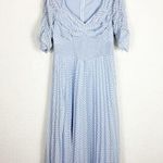 ASOS DESIGN Ruched Front Pleated Midi Dress Size 6 Smocked Waist Texture Blue Photo 2