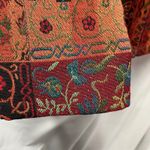 Ellen‎ Fig Womens Medium Multi Color Floral Full Zip Lined Beaded Blazer Jacket Orange Photo 9