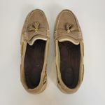 Sperry Womens Shoes 9M Light Brown Leather Top-siders Animal Print Tassel Front Photo 1