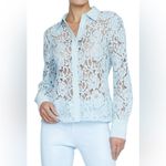 L'Agence L’Agence Maia Lace Button Front Blouse in Powder Blue size Medium $495 Photo 1