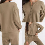 Madewell (Re)sourced Terry Henley Green Sweatshirt Womens Small Photo 1