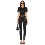 AREA Zipper Brief Leggings in Black Small New Womens Skinny Crystal Pants Photo 15