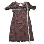 Antonio Melani  Dress Maroon Gold Foil Lace Short Sleeve Sheath Cocktail Size 6 Photo 10