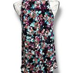 Maurice's New 24/7 Lattice Cross Front Tank Top Black Bright Flowers Small NWT Photo 1