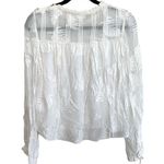 Aritzia  Wilfred Palm Leaf Frayed Sheer Peasant Long Sleeve Blouse Top White XS Photo 1