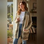 Lucky Brand Olive and Cream Knit Cardigan Photo 1
