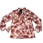 ZARA NEW Basic Semi-sheer Long Sleeve Floral Blouse Photo 2