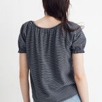 Madewell Texture & Thread Peasant Shirt in Stripe Short Fitted Sleeve Top Photo 2